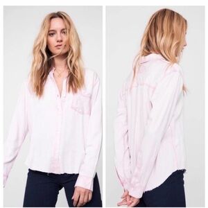 Rails Ingrid Raw Hem Dusty Rose Shirt, Size S